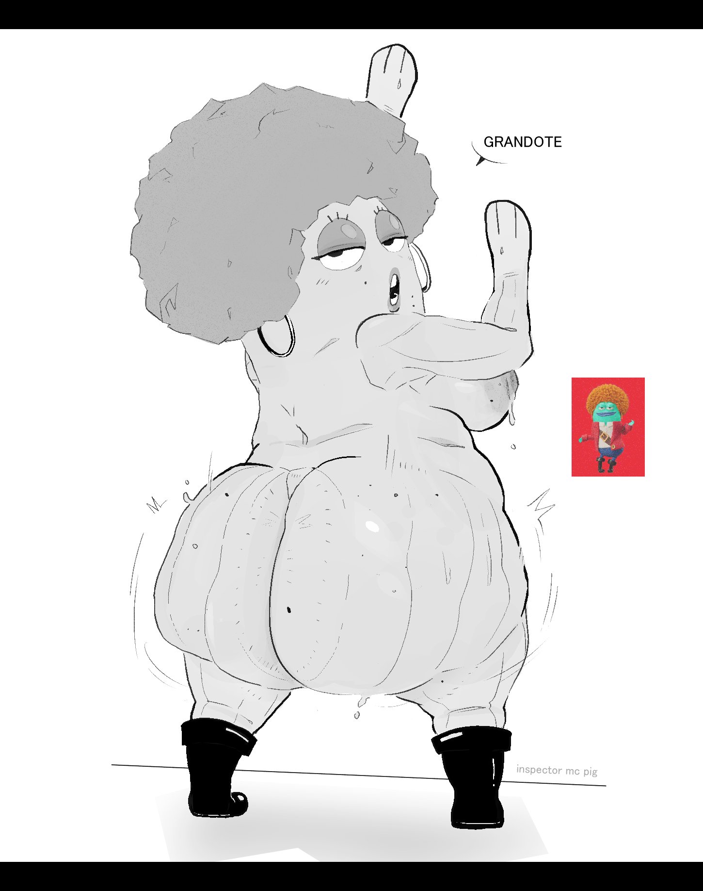 1girls, afro, anthro, ass, big ass, boots only, breasts, earrings, female, female only, fish, huge ass, humanoid, ice spice, inspectormcpig, naked, nude, reference image, sexy ass, spongebob squarepants, the spongebob movie: search for squarepants