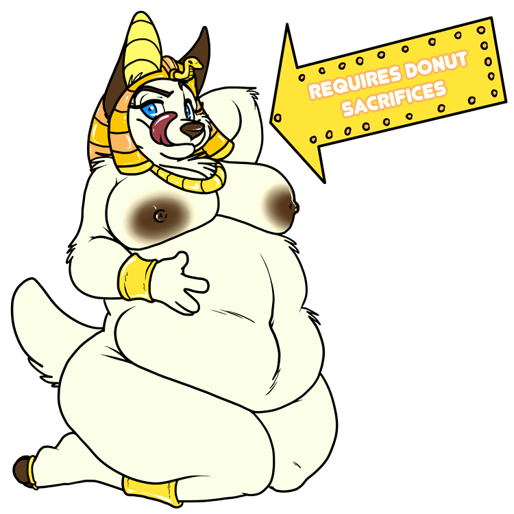 anthro anubian_jackal blue_eyes bracelet breasts canine chubby dripdry fat female fur furry herro jackal jewelry muzz necklace nude obese