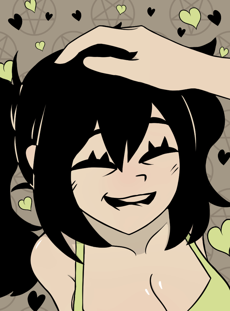 1boy, 1girls, andrew graves, beautiful, black hair, breasts, closed eyes, cute, cute expression, cute face, cute female, cute girl, female, female focus, female only, hand on head, happy, happy female, heart, open mouth, renee graves, slap, staff, the coffin of andy and leyley