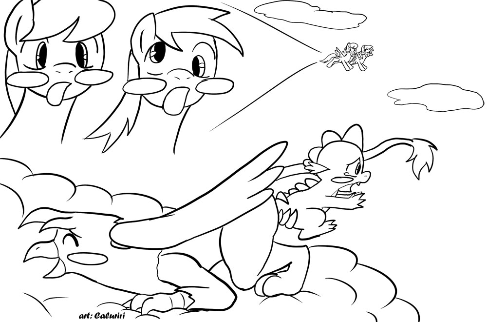 avian black_and_white blush caluriri derp derpy_hooves dragon equine female friendship_is_magic gilda_(mlp) gryphon male my_little_pony pegasus raindrops_(mlp) rape spike_(mlp) straight_hair tail tail_sex what