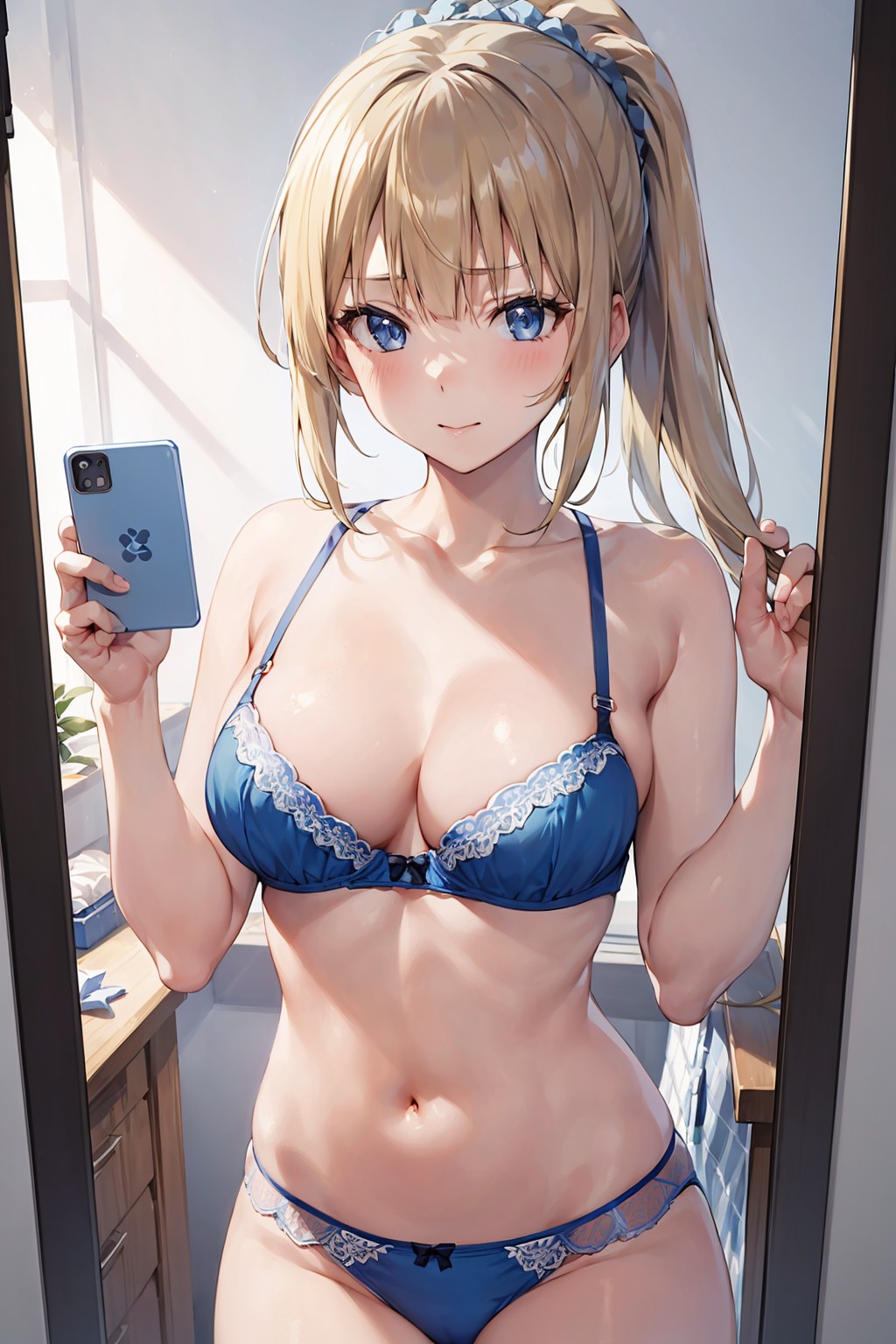 ai generated, blonde hair, blue eyes, classroom of the elite, embarrassed, female, karuizawa kei, nervous, shy, stable diffusion, youkoso jitsuryoku shijou shugi no kyoushitsu e