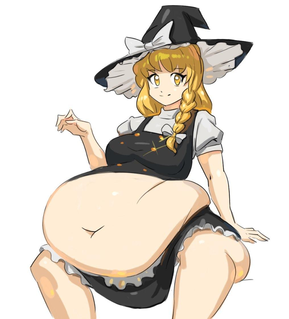 absurd bbw belly_overhang big_belly big_breasts big_female chubby chubby_female fat fat_ass fat_female fat_fetish fat_girl fat_woman fatty large_female marisa_kirisame obese obese_female overweight overweight_female plump pork_chop proportions thick_thighs touhou weight_gain witch witch_hat