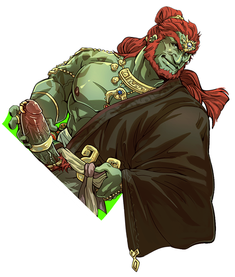 1boy abs boner clothed erection ganondorf genital_piercing genitals gerudo green_body green_skin humanoid kumammoto_(artist) long_hair long_hair_male male male_focus male_only muscular muscular_humanoid muscular_male nintendo nipples oubes pecs penis penis_piercing piercing solo the_legend_of_zelda vein veiny_penis