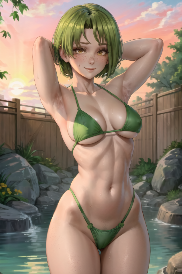 1girls ai_generated bikini bikini_bottom bikini_top brown_eyes colombian female female_focus flat_chest freckles green_bikini green_bikini_bottom green_bikini_top green_hair hispanic hispanic_virtual_youtuber indie_virtual_youtuber latam_virtual_youtuber light-skinned_female light_skin ryumi ryumivt short_hair small_breasts stable_diffusion twitch twitch.tv virtual_youtuber vtuber yellow_eyes youtube youtube_hispanic