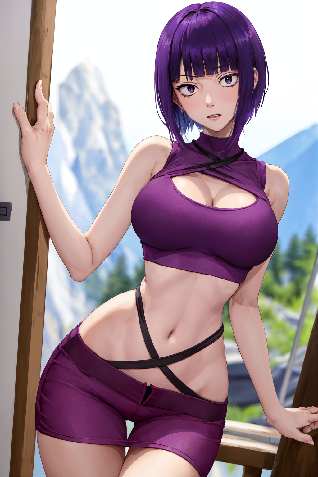 aged_up ai_generated aidude alternate_breast_size boku_no_hero_academia crop_top kyoka_jiro my_hero_academia short_shorts