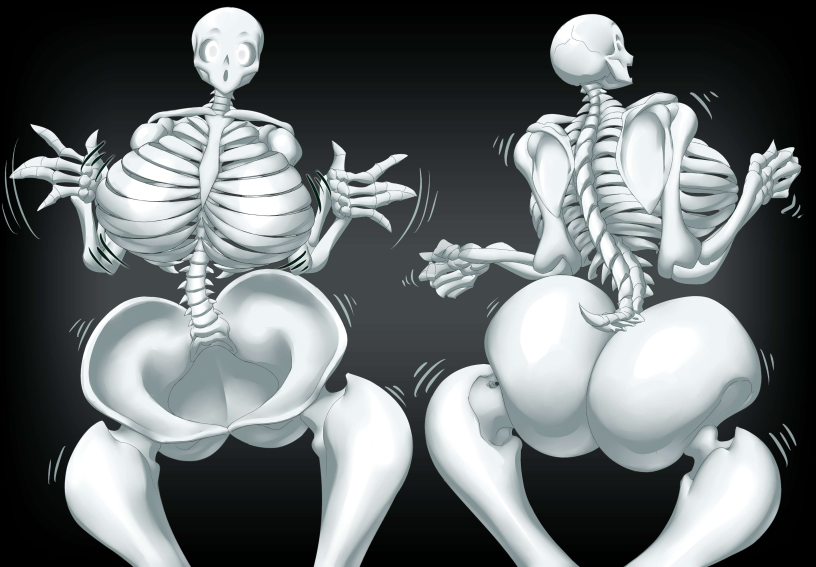 bad_anatomy big_ass big_breasts big_butt bubble_butt halloween huge_ass huge_breasts huge_butt jiggle kailyn kreativekailyn monster monster_girl skeleton wide_hips