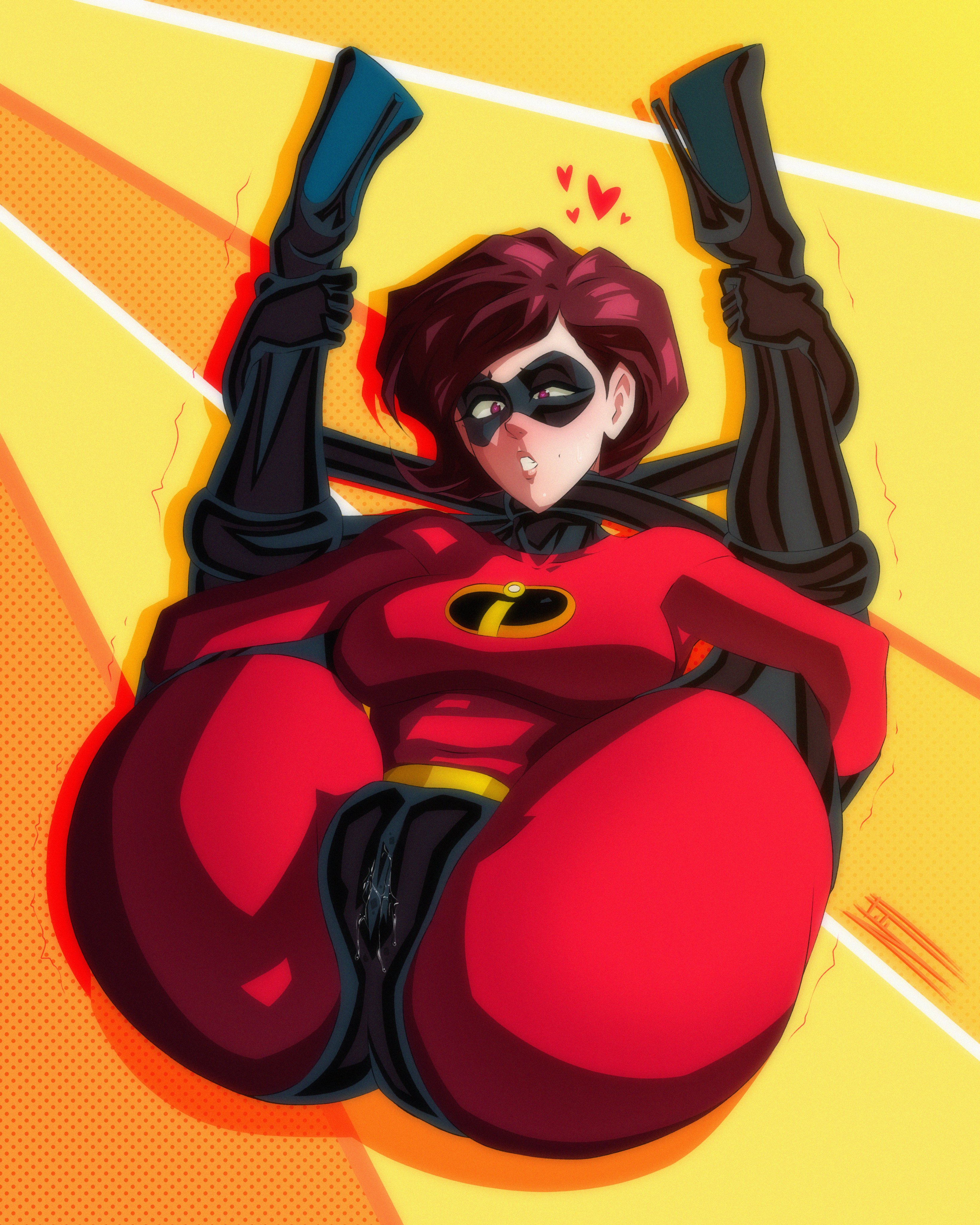 ass, bodysuit, clothed, elastigirl, female, fitiddies, flexible, helen parr, mask, pussy, the incredibles, wet