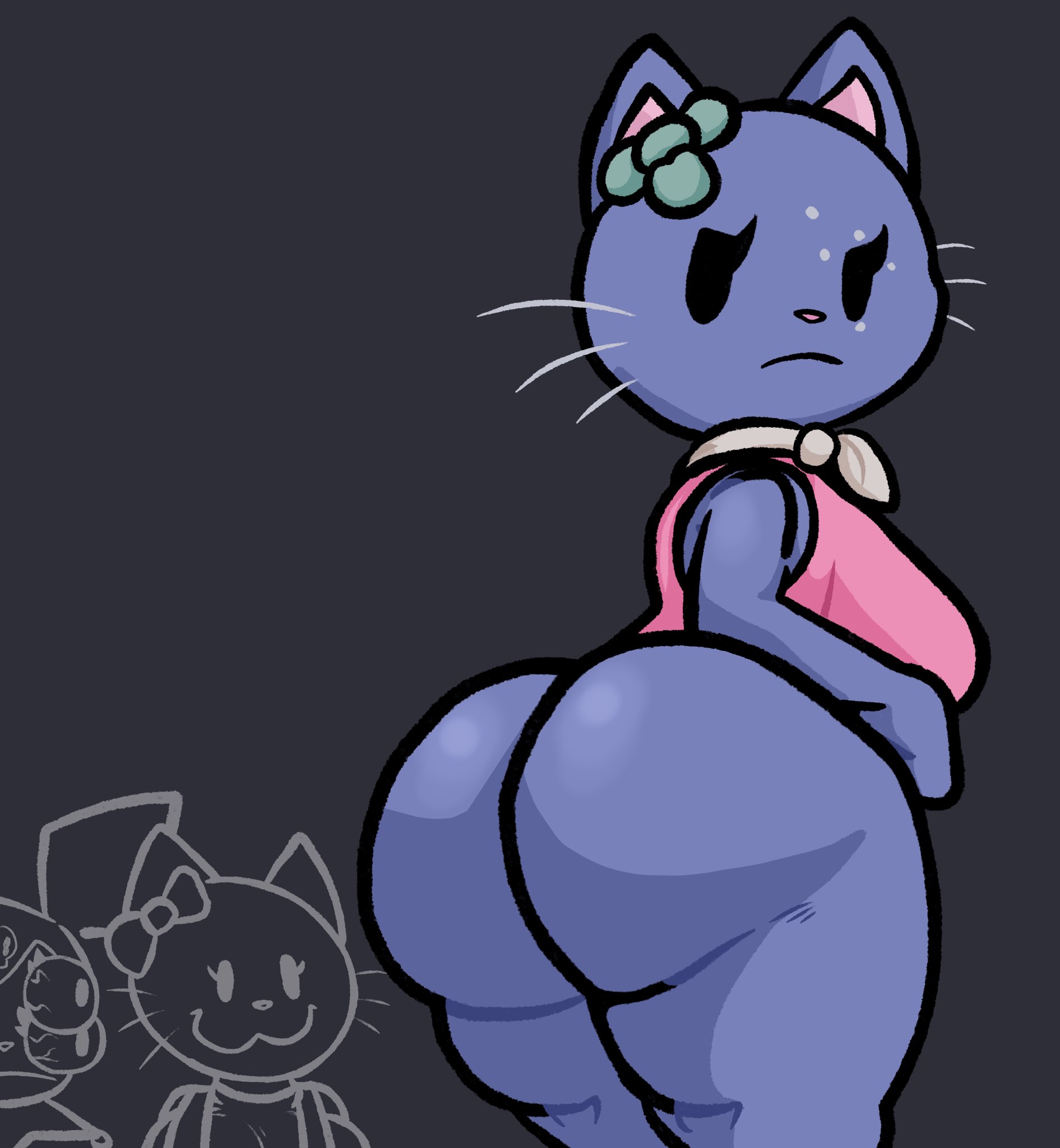 2022, 2023, 3girls, annoyed, anthro, ass, ass focus, big ass, black eyes, feline, female, frido (hello kitty), furry, hello kitty, hello kitty (character), hello kitty (series), kitty white, kuromi, lewdewott, looking back, onegai my melody, original character, public nudity, sanrio, sex, tagme
