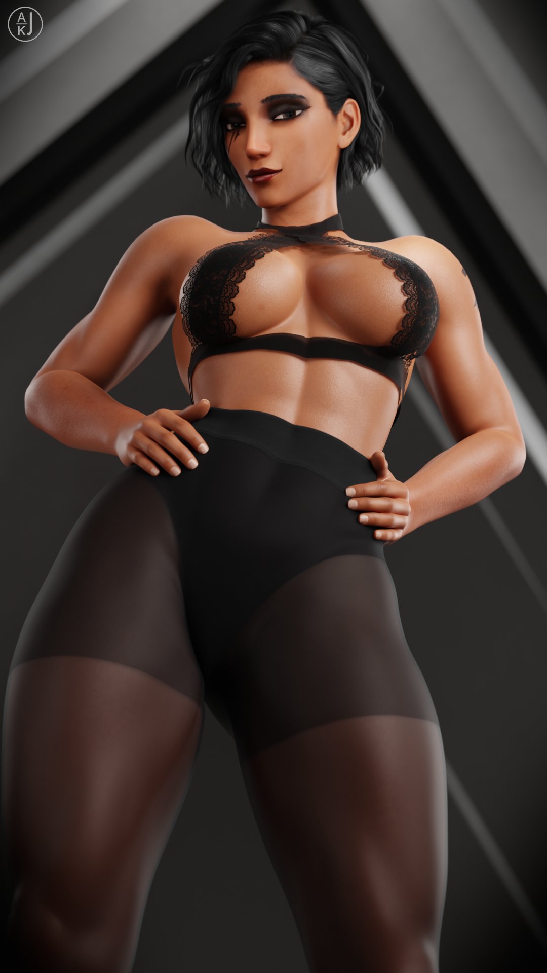 1girls 3d abs activision ajkj athletic athletic_female big_ass big_breasts black_hair blizzard_entertainment breasts brown-skinned_female brown_body brown_eyes brown_hair brown_skin dark-skinned_female dark_skin egyptian egyptian_female fareeha_amari female fit fit_female hips human large_breasts legs lingerie lips low-angle_view middle_eastern middle_eastern_female muscular_female muscular_thighs olive_skin overwatch overwatch_2 pantyhose pharah tan_body tan_skin waist