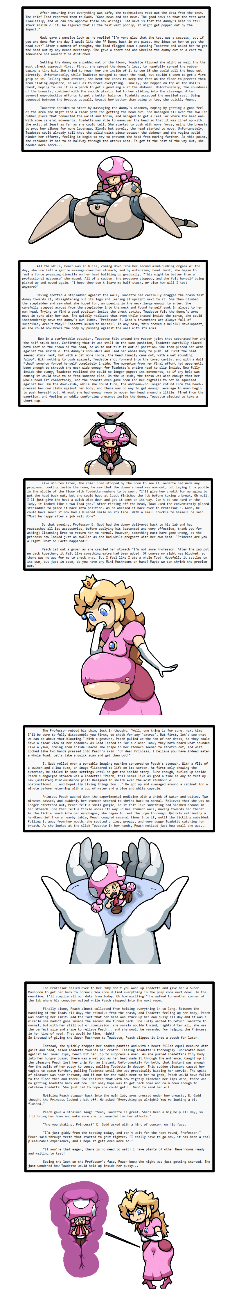 alternate_ending chabble crash_test_dummy english_text female inanimate_transformation mario_(series) princess_peach story super_mario_bros. text toad_(mario) toadette transformation transparent_background typo unbirth unbirthing vore