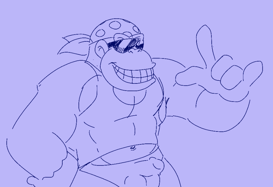 abs anthro bulge bulge_through_clothing donkey_kong_(series) funky_kong gorilla male male_only self_upload sketch underwear