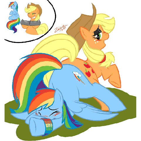 <3 2011 2girls animated applejack_(mlp) ass_to_ass blush dildo double_dildo earth_pony equine equine_dildo female female_only feral friendship_is_magic furry gif hooves horse my_little_pony pegasus penetration pony rainbow_dash_(mlp) sex_toy smooth_skin white_background wings yuri zajice