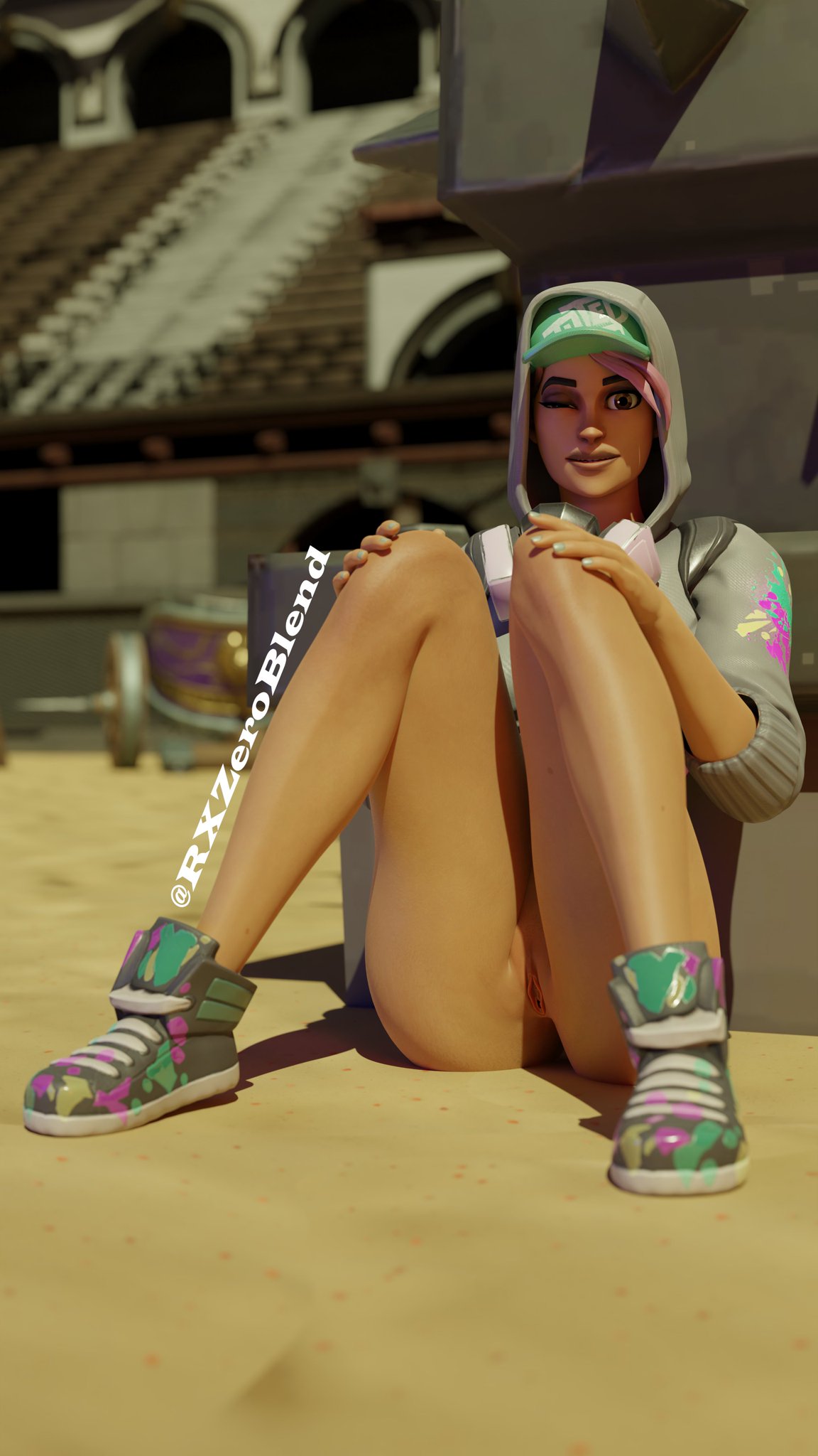 ass bottomless fortnite hat looking_at_viewer pussy rxzeroblend sitting sitting_on_floor sweater tagme teknique wink winking winking_at_viewer