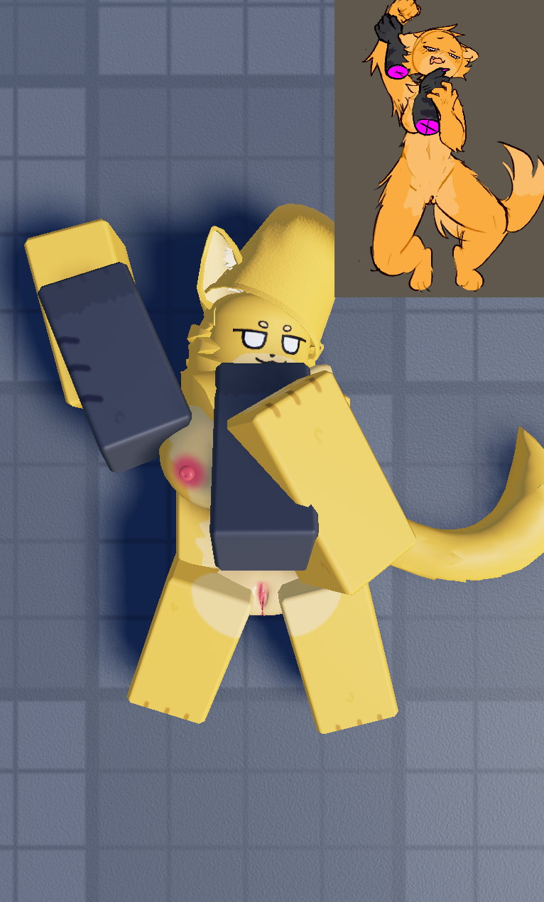 1girls 3d ambiguous_gender baseplate breasts buck_(kaiju_paradise) bucket catte_(kaiju_paradise) choking female female_focus furry hand_on_neck kaiju_paradise orange_fur orange_skin pink_pussy pinned pinned_down pinned_to_floor pussy reference_image remake roblox roblox_game self_upload uwu_cat_(artist) vagina