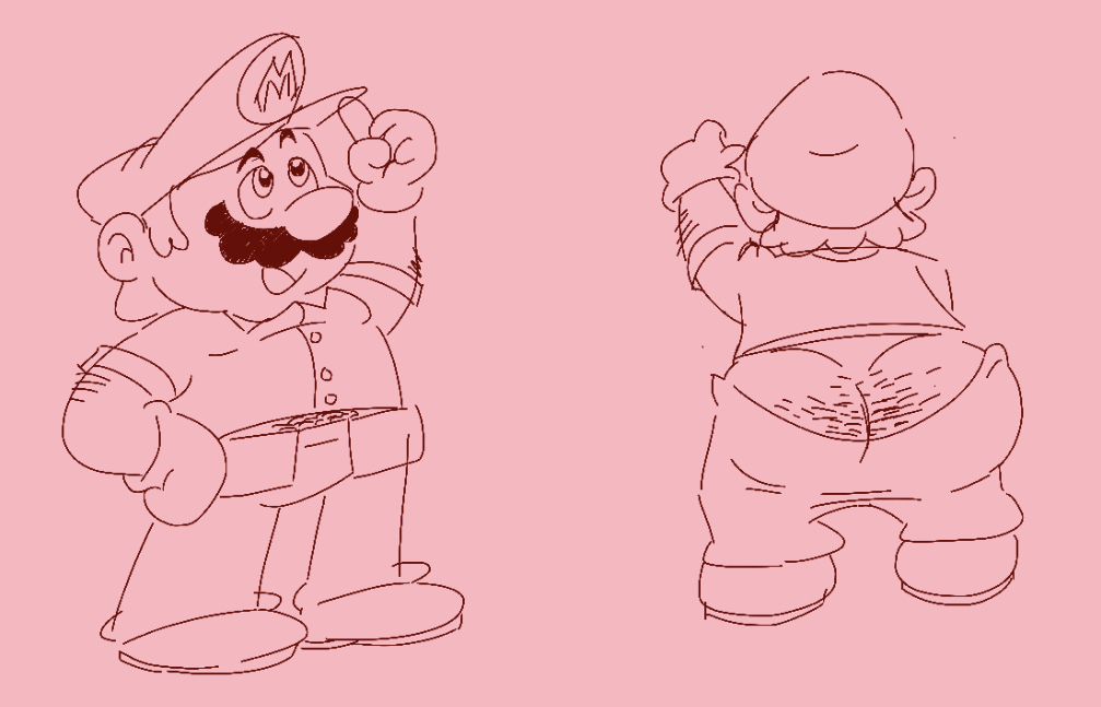 ass ass_cleavage ass_focus bending_over butt_crack enterman hairy_ass male male_only mario mario_(series) plumber plumber's_crack solo solo_focus