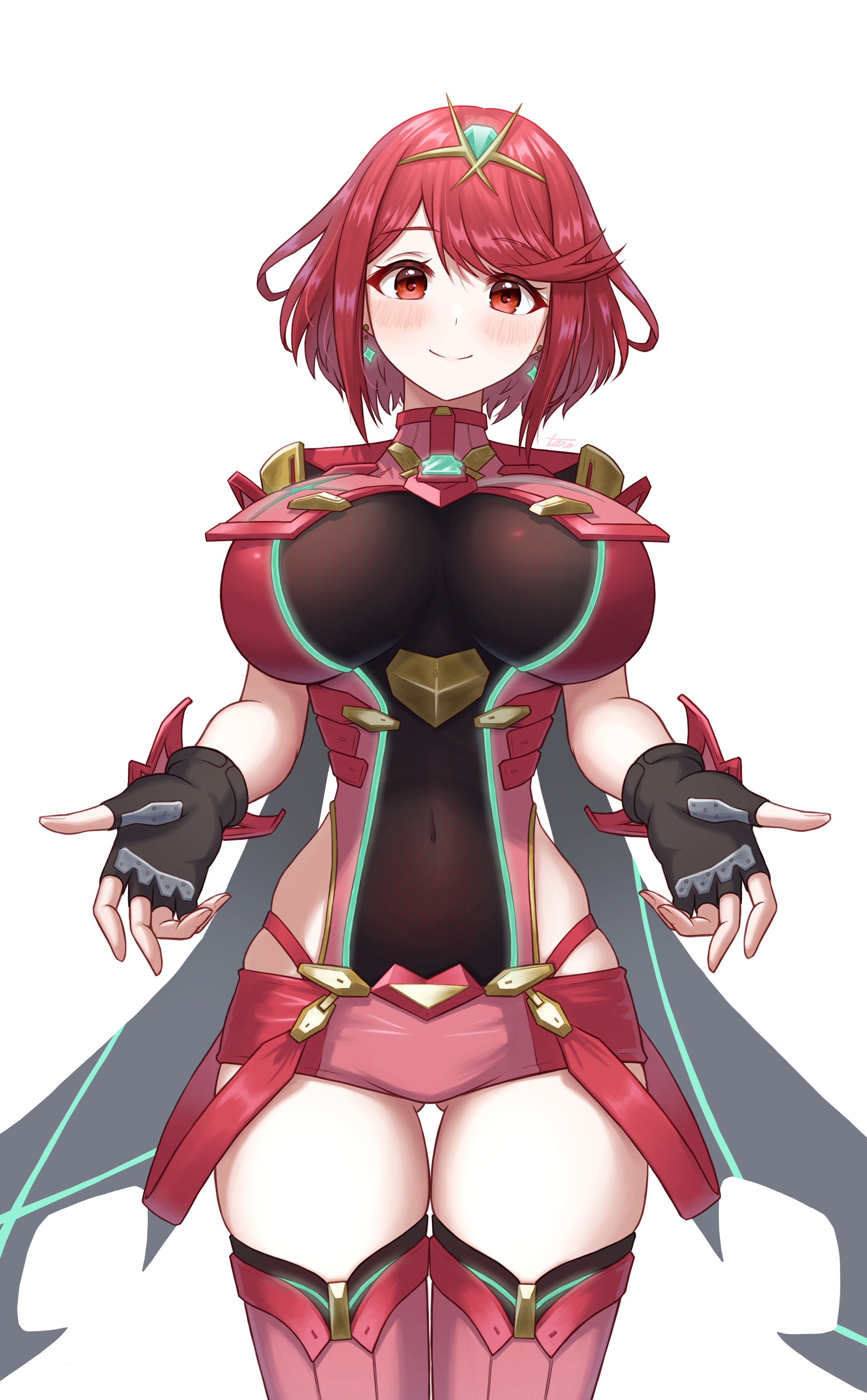 1girls, breasts, core crystal, female, female only, looking at viewer, nintendo, pyra, solo, taro (peach taro51), xenoblade (series), xenoblade chronicles 2