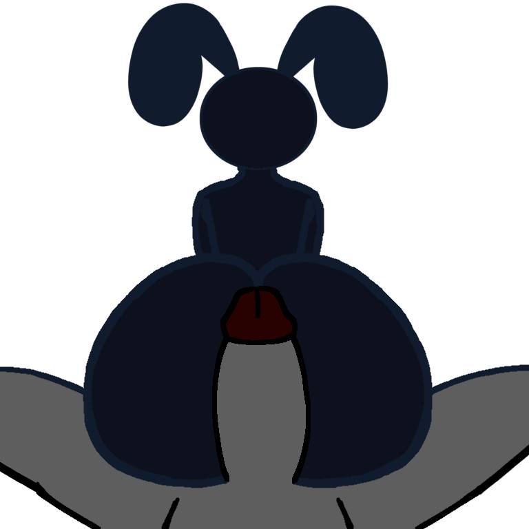 1boy animal_ears ass cosplay erection female from_behind male oswald_the_lucky_rabbit penis pov rabbit_ears silhouette simple_background solo_focus straight uncensored white_background