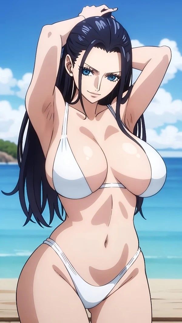 1girls, ai generated, areolae, artist request, black hair, black-haired female, female, female only, nico robin, nipples, one piece, post-timeskip, tagme