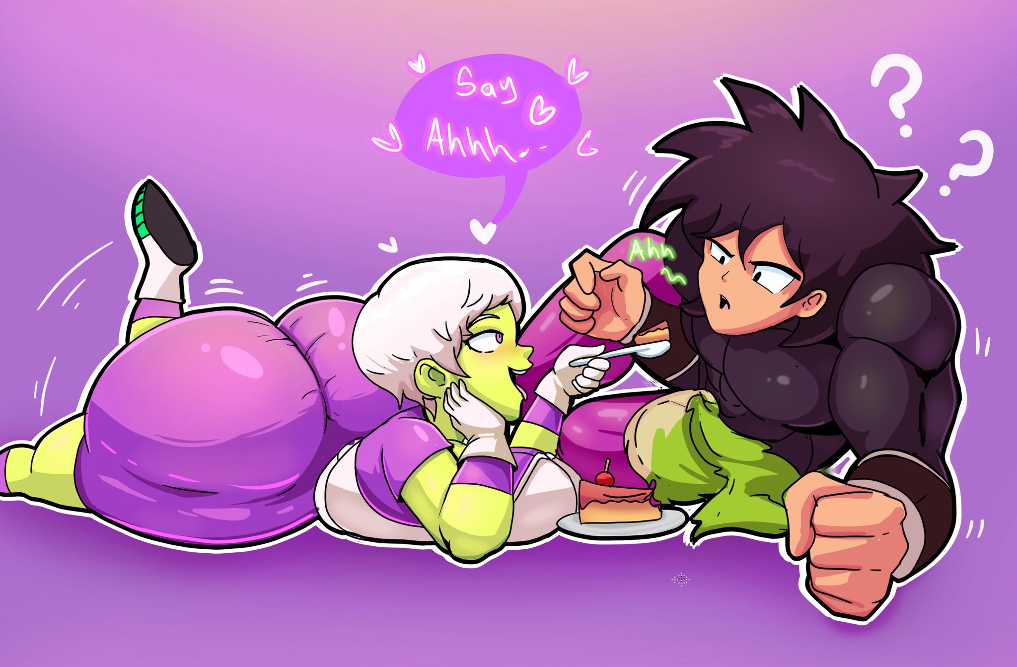 1boy, 1girls, ass, big ass, big breasts, big butt, black hair, breasts, broly, broly (dragon ball super), cheelai, dragon ball, dragon ball super, dragon ball super broly, fat ass, female, francyart34, green body, green skin, huge ass, large ass, large penis, male, penis, thick ass, thick thighs, thighs, white hair, wide hips