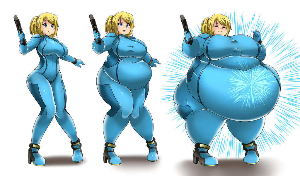 ass, bbw, belly overhang, big belly, big breasts, big female, blush, breasts, chubby, chubby female, embarrassed, fat, fat ass, fat female, fat fetish, fatty, female, giantess, kurocaze, large female, metroid, mini giantess, obese, obese female, overweight, overweight female, plump, pork chop, samus aran, thick thighs, weight gain
