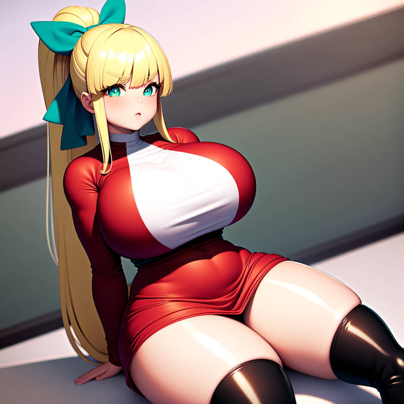 1girls aged_up ai_generated alternate_body_type alternate_breast_size big_breasts black_thighhighs blonde_hair boots capcom curvaceous curves curvy_body curvy_female curvy_hips dress_shirt eyes female female_focus female_only gigantic_breasts green_eyes green_hair_bow hair_tied hourglass_figure huge_breasts large_breasts light-skinned_female light_skin mega_man mega_man(classic) roll sitting sitting_down thick_thighs thighs thunder_thighs voluptuous voluptuous_female wide_hips