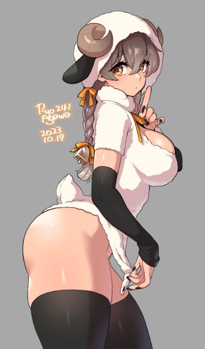 big_ass big_breasts cosplay costume dat_ass ewe female female_only original ryo_agawa sheep sheep_girl