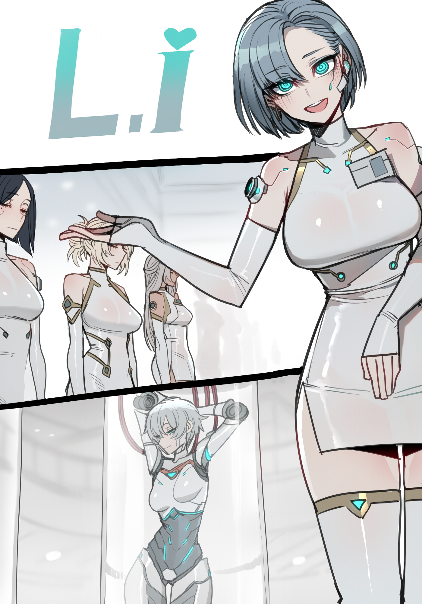 big breasts, breasts, dress, female, female focus, female only, original character, ratatatat74, robot, tagme
