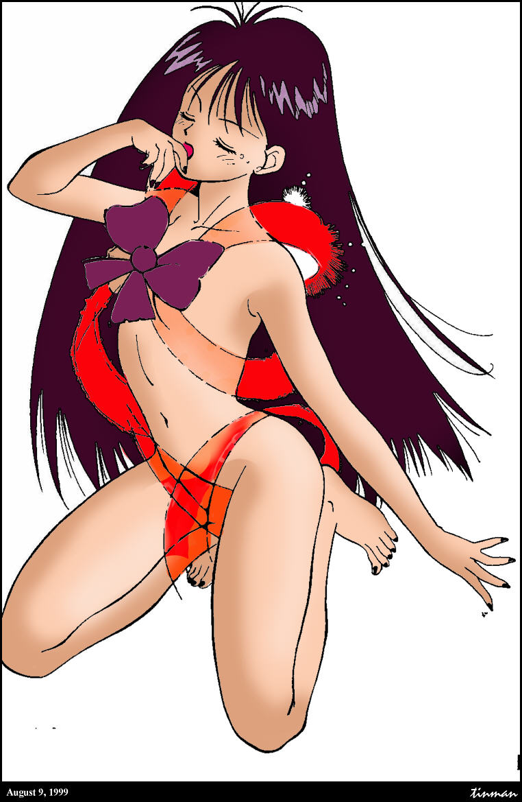 1990s 1999 20th_century bishoujo_senshi_sailor_moon detransformation female female_only human nail_polish nude rei_hino ribbon ribbons sailor_mars small_breasts solo straight_hair tinman transformation