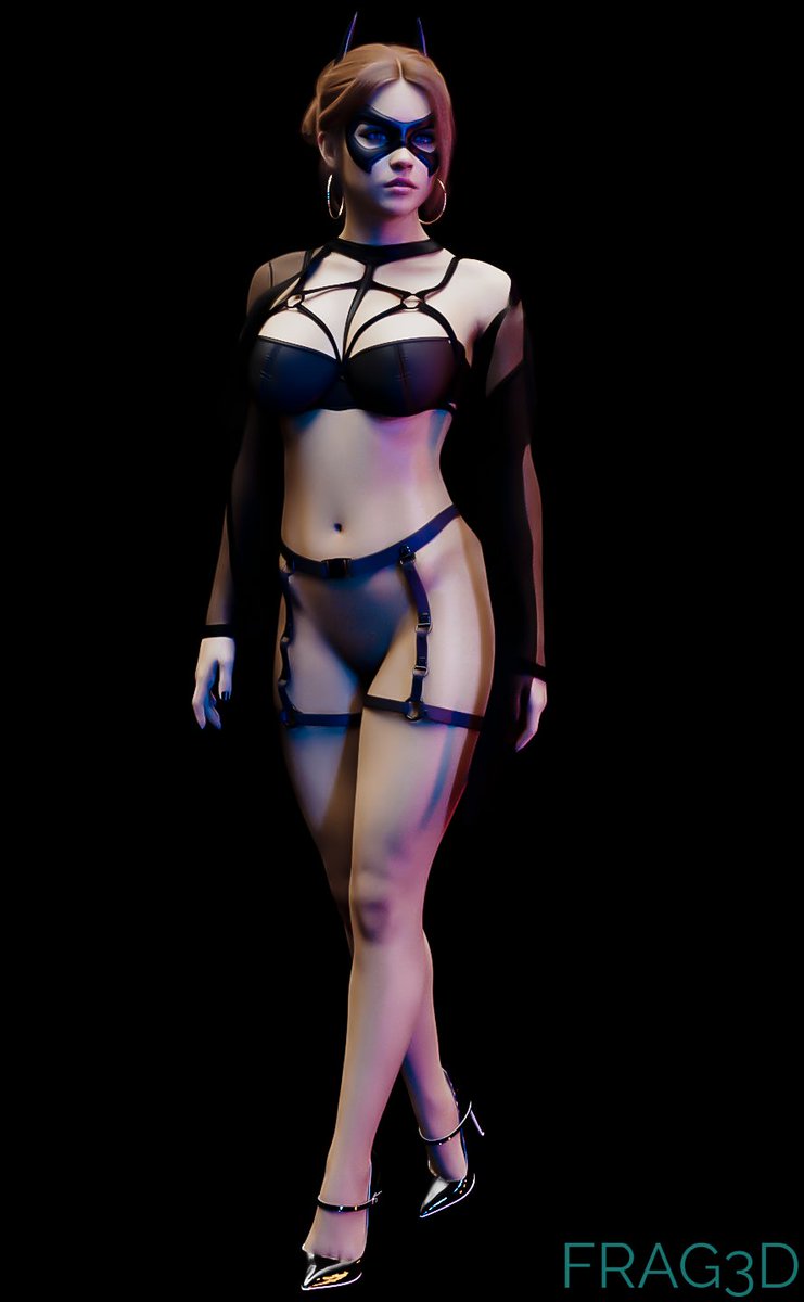 1girls, 3d, barbara gordon, batgirl, batgirl (gotham knights), batman (series), black fingernails, black high heels, black nail polish, black nails, bottomless, breasts, dc, dc comics, female, female only, fingernail polish, frag3d, gotham knights, high heels, lingerie, medium breasts, nail polish, orange hair, pussy, red hair, solo, solo female, tagme, thick thighs, tied hair, vagina