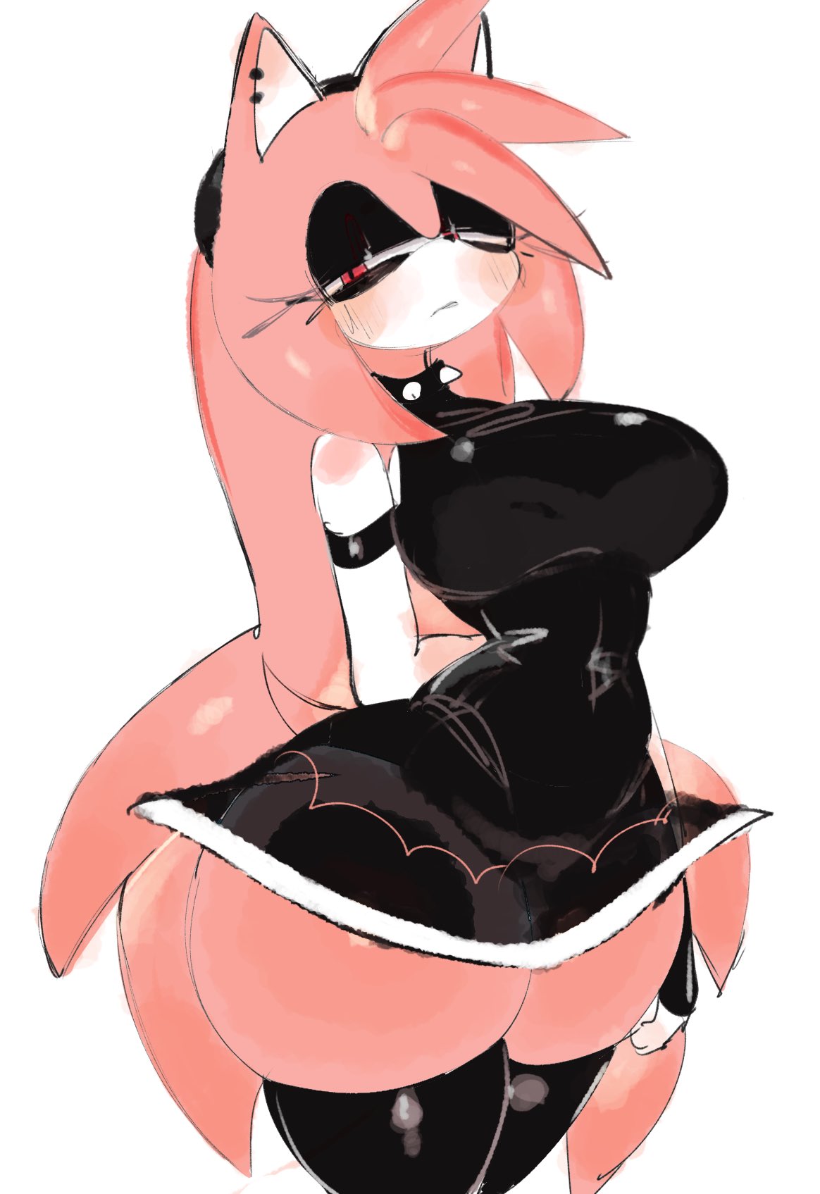 amy blackrose, amy rose, black dress, female, goth, goth amy, goth girl, long hair, looking at viewer, pink hair, red eyes, sega, sonic (series), usa37107692