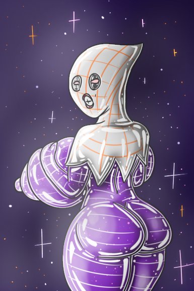 big_ass big_butt bimbo cosmic_background female female_focus ghost ghost_girl gtogta_(artist) original original_character shiny shiny_skin