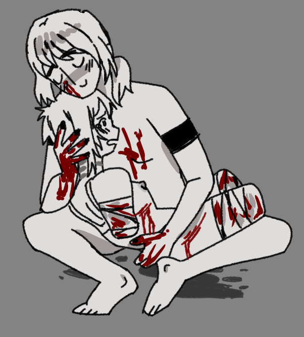 amputation amputee black_and_white blood boyfriend_to_death gore lawrence_oleander original_character quadruple_amputee rape rape_aftermath self_harm small_breasts