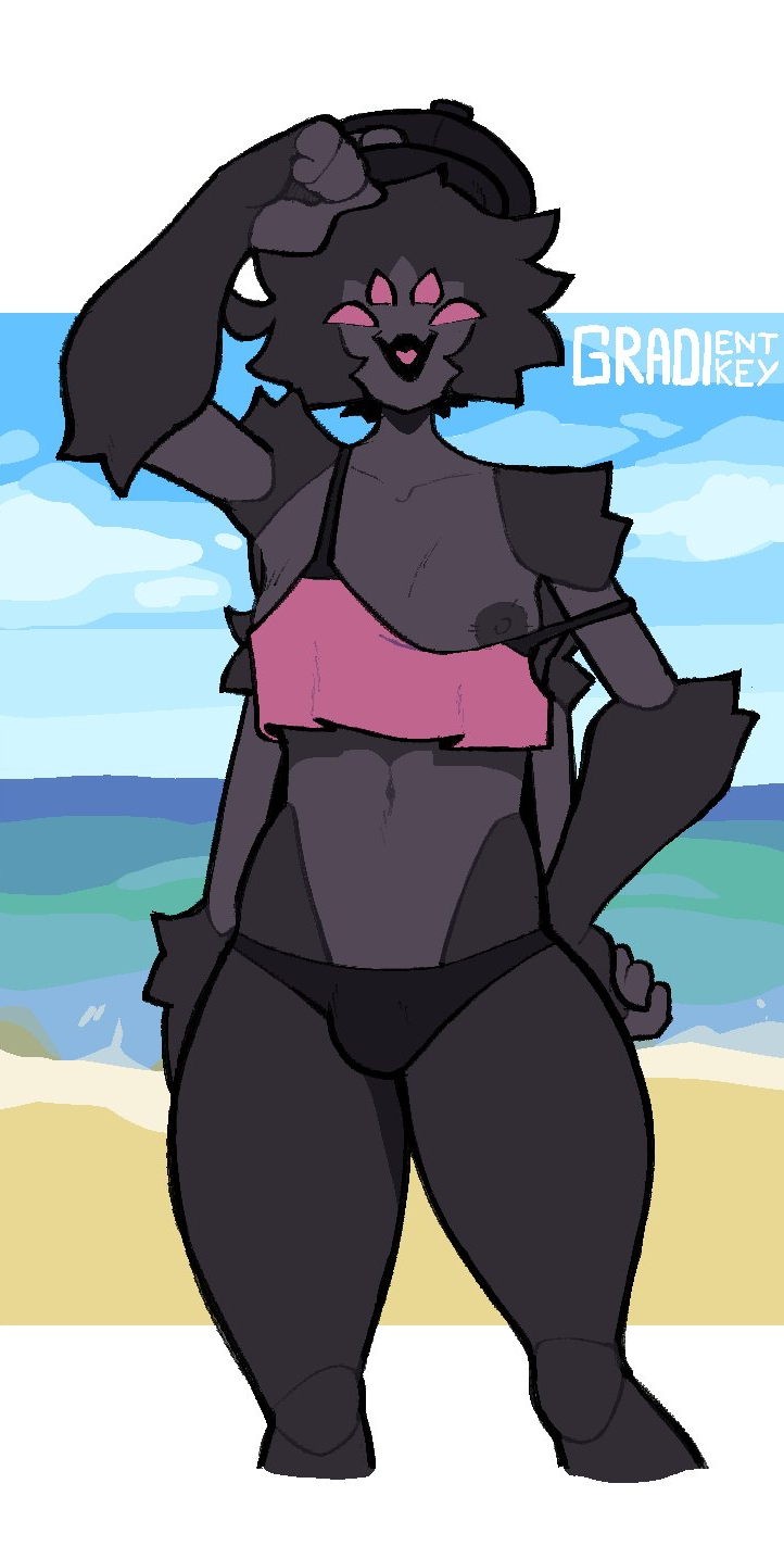 1futa 4_arms 4_eyes accessory anthro arachnid arthropod balls beach bulge bulge_through_clothing dick futa_only futanari hat lur_(theelgenerate) nipple ocean panties spider theelgenerate thighs topwear