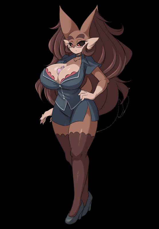 big breasts, braixen, breasts, brown fur, colette (inarifox), female, fruit between breasts, furry, hybrid pokemon, lopunny, lucyfercomic, pokemon, pokemon (species)