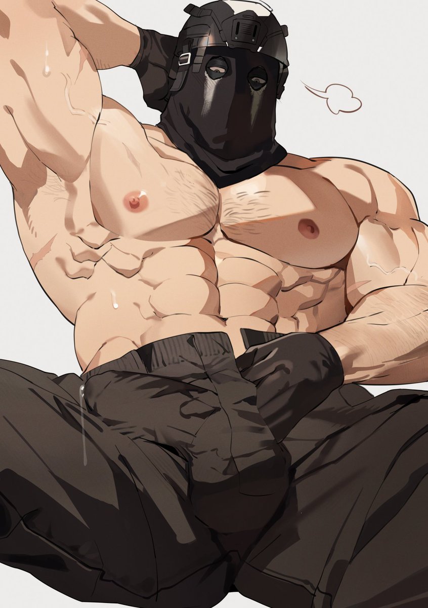 1boy abs activision balls_under_clothes bulge call_of_duty_modern_warfare_2_(2022) cum_drip erection_under_clothes gay gomihebi konig looking_at_viewer male_only mask masked masked_male muscular_male nipples penis_under_clothes precum precum_drip precum_through_clothing presenting_penis veiny_muscles yaoi