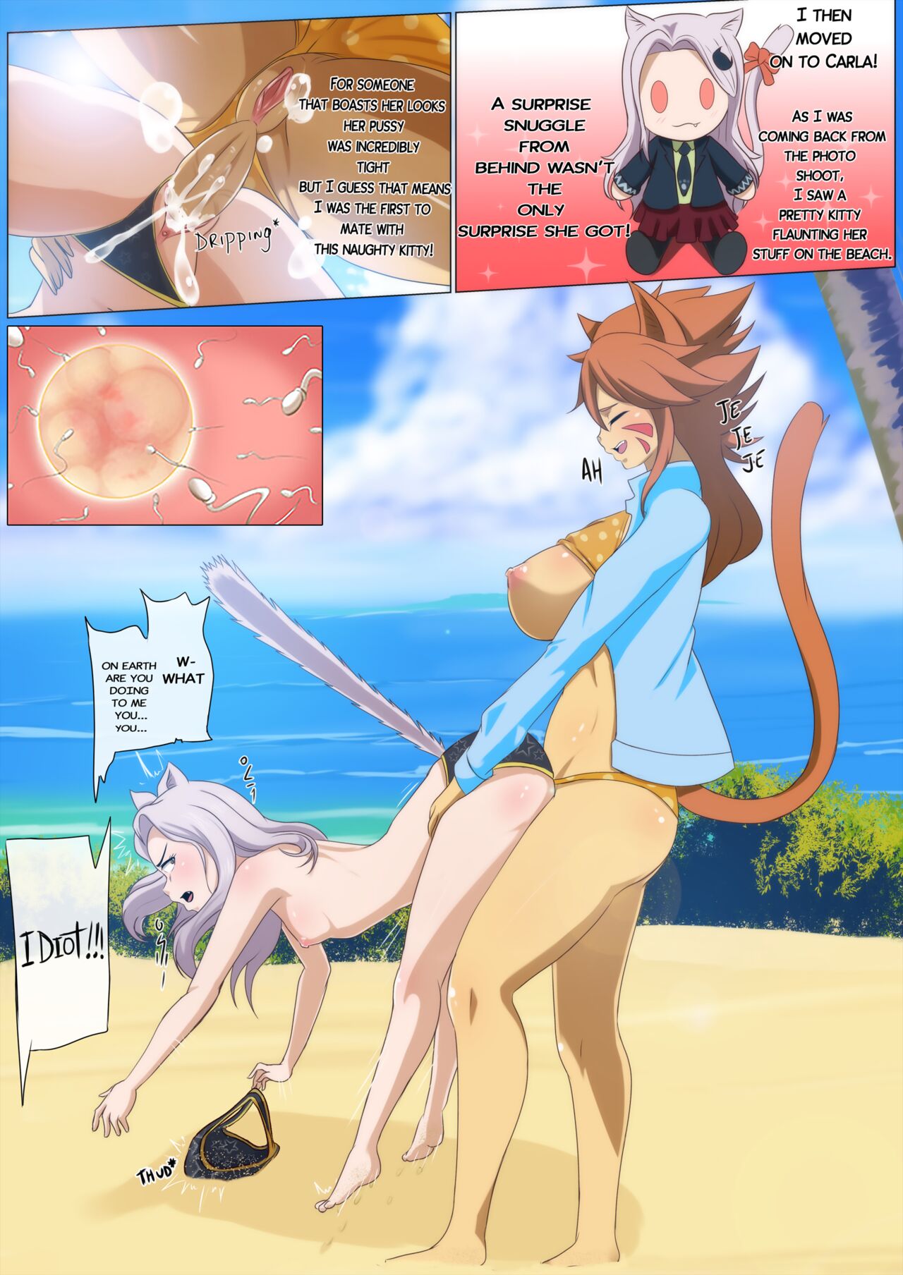 1futa 1girls angry angry_expression angry_face beach bikini breasts breasts_out brown_hair carla_(fairy_tail) cat_ears cat_tail cheating color comic cucked_by_futa cuckold cum cum_in_pussy cum_inside cum_inside_pussy doggy_style doll dominant_futanari fairy_tail forced_impregnation from_behind from_below futa futa_on_female futanari impregnation inferior_version lifting mating_season_kittystyle medium_breasts millianna netorare nipples ntr raised_tail rape sex small_breasts stand_and_carry_position standing standing_sex the_amazing_gambit topless unwanted_creampie unwanted_cumshot unwanted_impregnation vaginal_penetration vaginal_sex white_hair