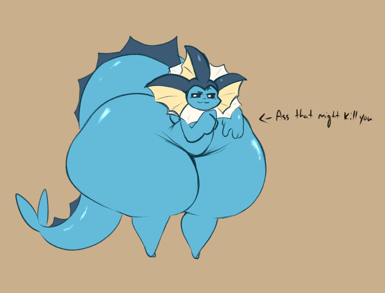 anthro big_ass bubble_butt fat huge_ass pokemon pokemon_(species) thick_thighs vaporeon wide_hips xytora