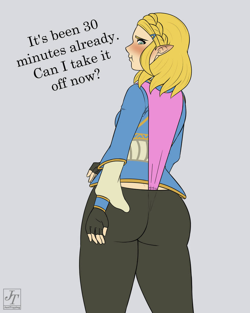 ass blonde_female blonde_hair blonde_hair_female blush fingerless_gloves justtrying justtryying_(artist) looking_back panties pantsu pink_panties pink_underwear princess princess_zelda shoulder_wedgie tears_of_the_kingdom text text_bubble the_legend_of_zelda the_legend_of_zelda:_breath_of_the_wild the_legend_of_zelda:_tears_of_the_kingdom underwear wedgie wedgies zelda_(tears_of_the_kingdom)