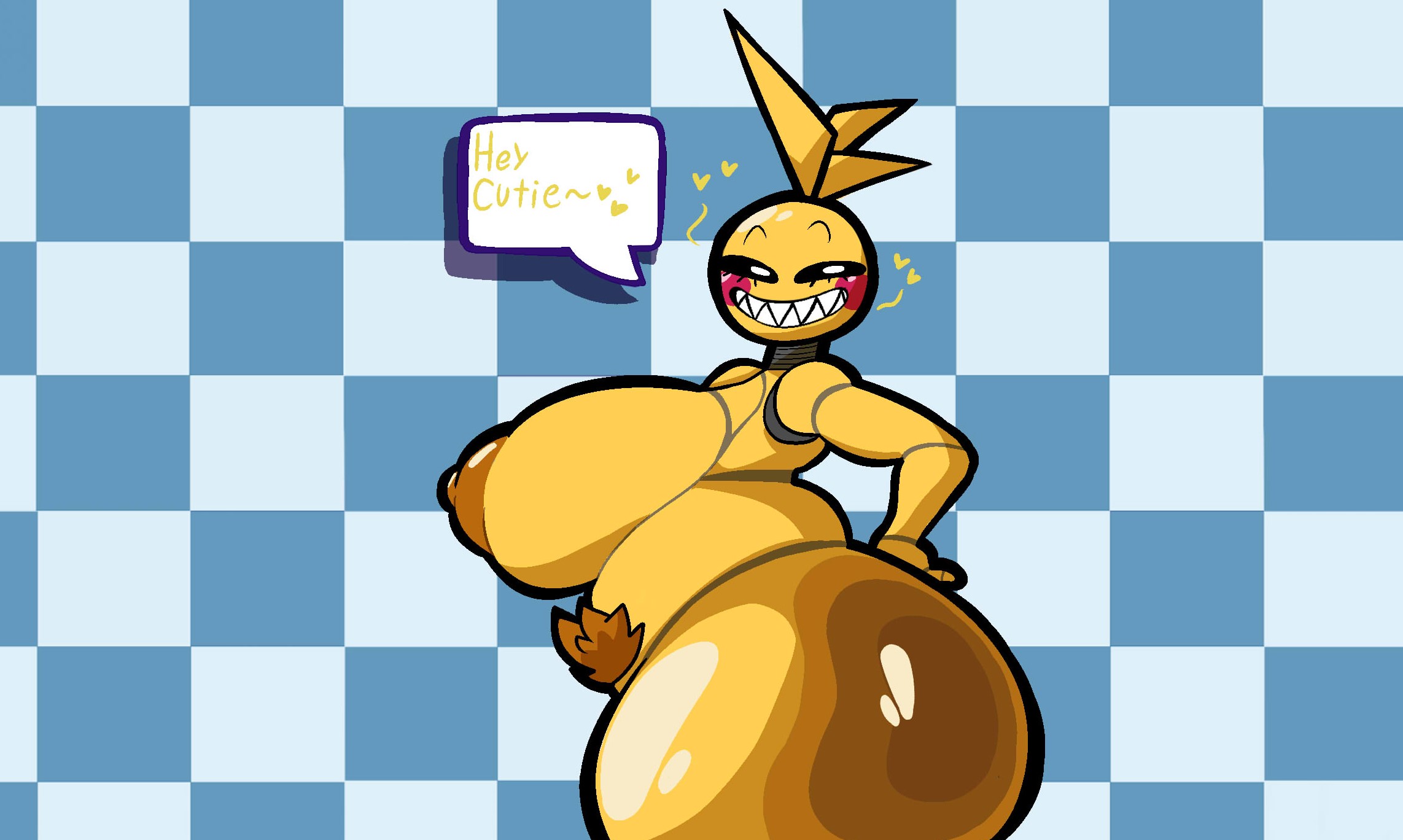 animatronic, anthro, areola, ass, avian, beakless, big ass, big breasts, big butt, bird, black sclera, breasts, brown areola, brown nipples, chicken, cumlord, cumlord (artist), english text, female, five nights at freddy's, five nights at freddy's 2, galliform, gallus (genus), heart, hi res, huge ass, huge breasts, huge butt, just coffee, looking at viewer, machine, nipples, non-mammal breasts, nude, phasianid, pubes, robot, scottgames, side boob, smile, solo, speech bubble, talking to viewer, text, toy chica (fnaf), white eyes