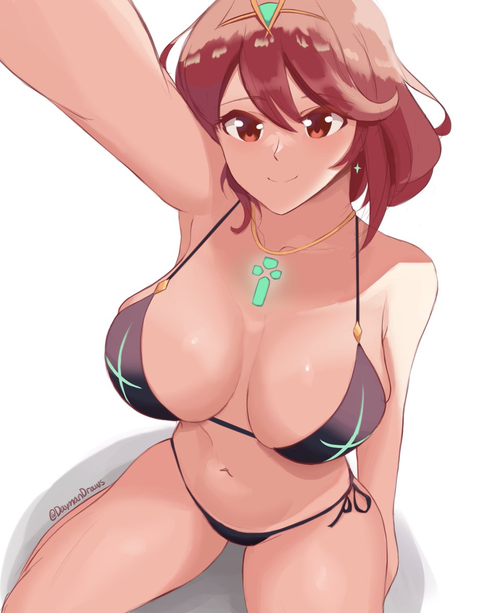 breasts core_crystal daymandraws female female_only looking_at_viewer nintendo pyra short_hair solo xenoblade_(series) xenoblade_chronicles_2