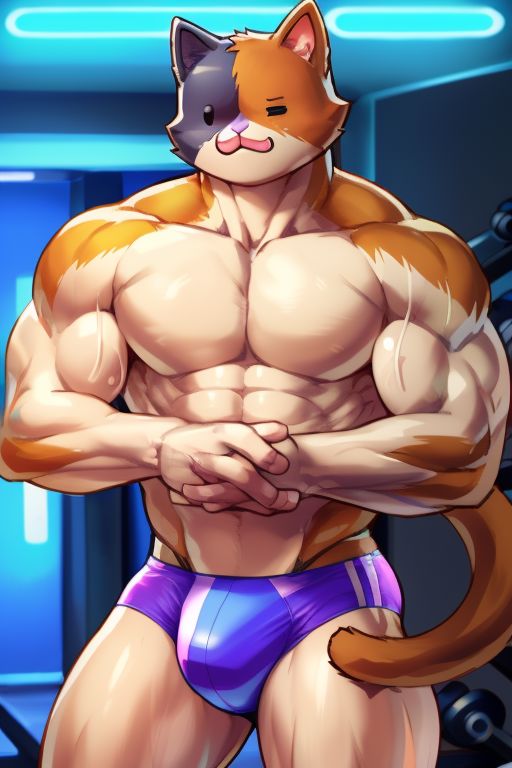 1anthro 1boy 1male 1man abs ai_generated anthro bara bara_tiddies bara_tits biceps big_bulge blue_fur briefs brown_fur brown_tail bulge calico_cat cat_ears cat_tail catboy detailed detailed_background epic_games felid feline felis fortnite fortnite:_battle_royale gym male male_breasts male_nipples male_only man man_boobs man_breasts man_tits manly meowscles meowscles_(fortnite) muscular muscular_anthro muscular_arms muscular_male nipples orange_eyes partially_clothed partially_nude pecs pink_nose posing shirtless solo solo_focus solo_male speedo stable_diffusion sweat sweating thick_thighs tricolor tricolor_fur underwear video_game_character video_games white_body white_fur wide_hips