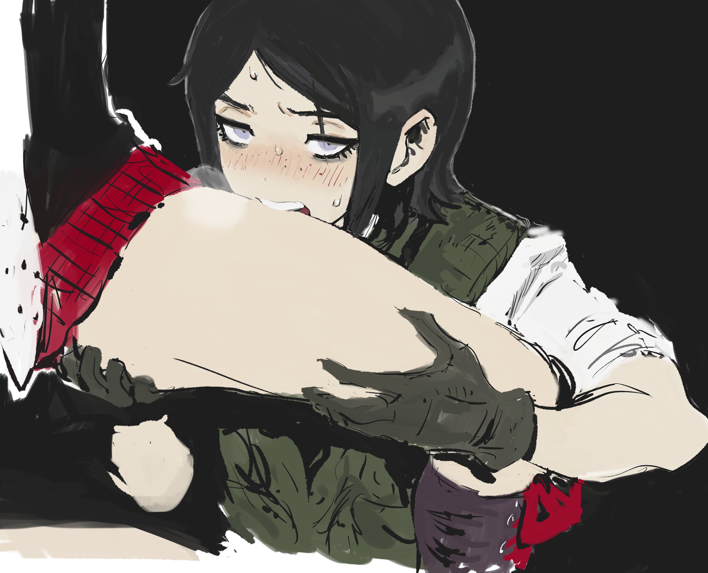 2girls, absurd res, bare legs, bare thighs, biting, danganronpa, danganronpa: trigger happy havoc, female, female only, incest, junko enoshima, legs, lesbian, lesbian sex, lirthel, mukuro ikusaba, multiple females, multiple girls, sisters, thighs, worship, yuri