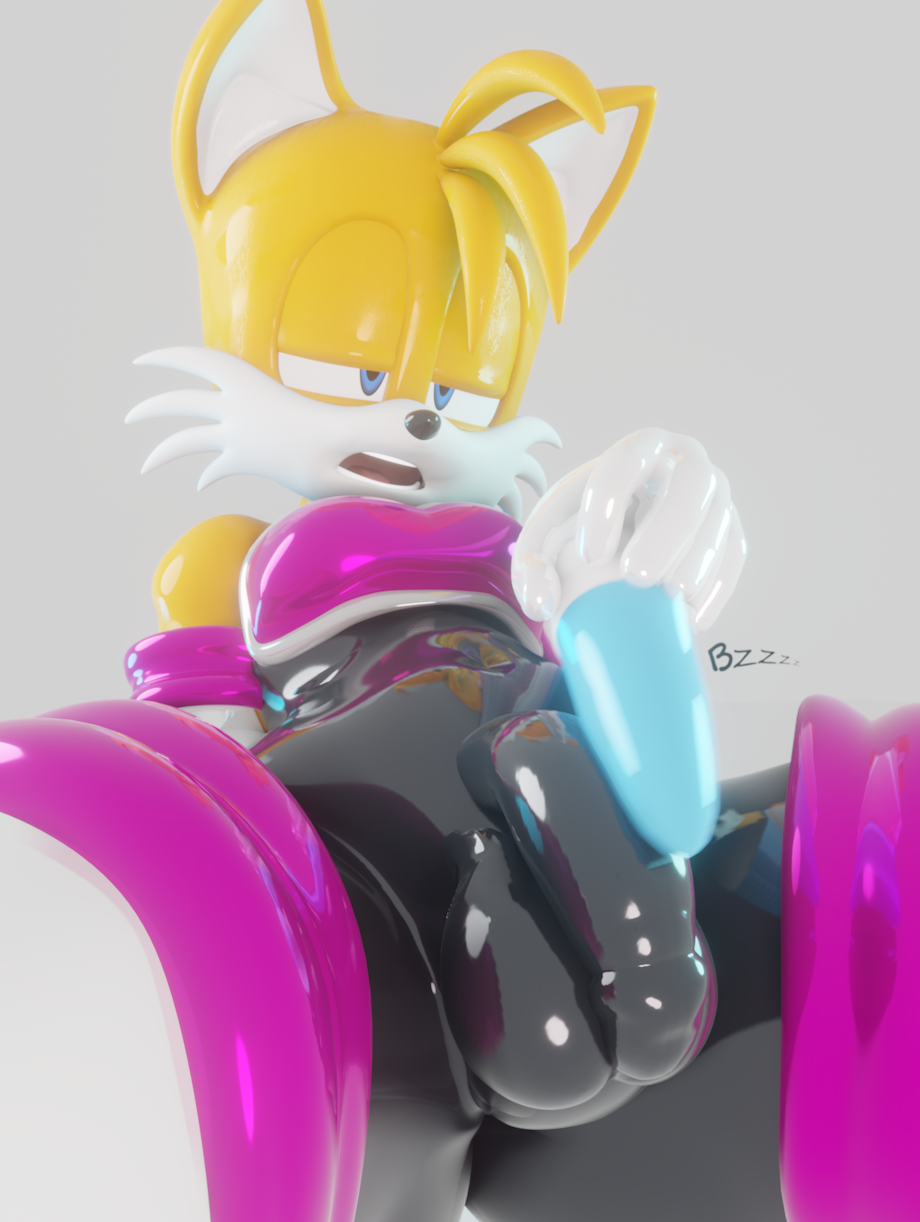 3d 3d_(artwork) anthro blender_(software) blender_eevee bulge condom_suit crossdressing eggsaladsandwich elbow_gloves eyes_rolling_back femboy fox horny horny_male latex latex_bodysuit latex_boots latex_clothing latex_gloves latex_legwear latex_suit male rouge_the_bat_(cosplay) sega solo sonic_(series) sonic_the_hedgehog_(series) sweat sweating sweaty sweaty_body tails thick_thighs tight_clothes tight_clothing vibrator vibrator_on_penis wide_hips