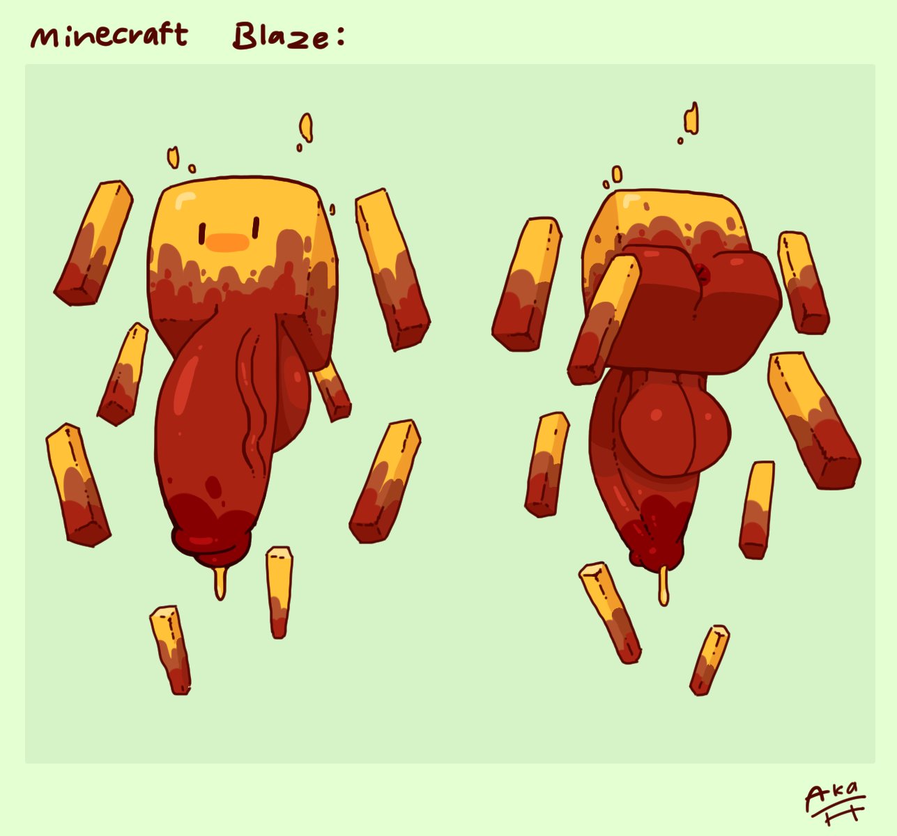 2024 aka_h anus ass backsack balls ballsack big_penis blaze blaze_(minecraft) blaze_rod digital_drawing_(artwork) english_text flaccid flaccid_penis floating leaking_cum leaking_penis minecraft minecraft_mob orange_fur penis veiny_penis yellow_body