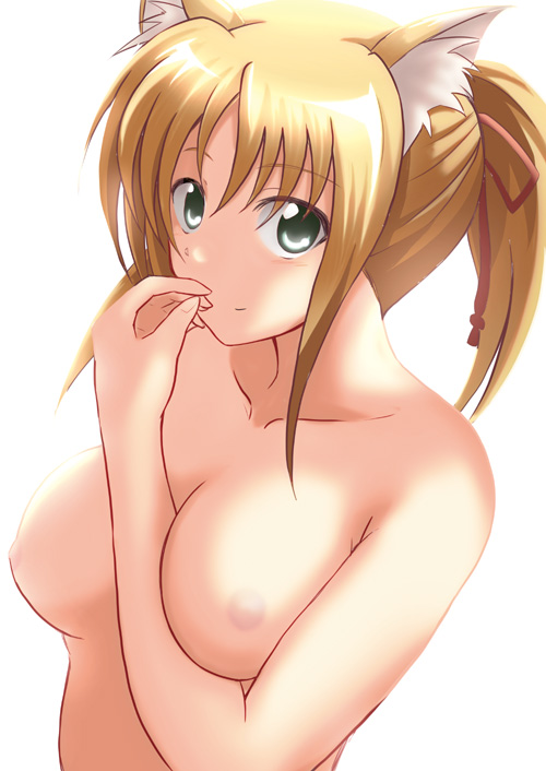 animal_ear artist_request azumaya_hironaru blonde_hair breasts character_request dog_days large_breasts nipples pointy_chin smile yukikaze_panettone