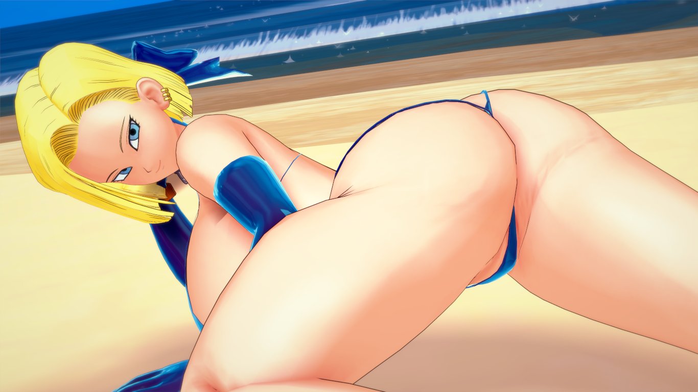 1girls android_18 ass beach big_ass big_breasts big_thighs bikini blonde_hair blue_eyes breasts busty codeyumi curvy dragon_ball female female_only huge_ass huge_breasts huge_thighs koikatsu large_ass large_breasts large_thighs short_hair swimsuit thick_thighs thighs voluptuous