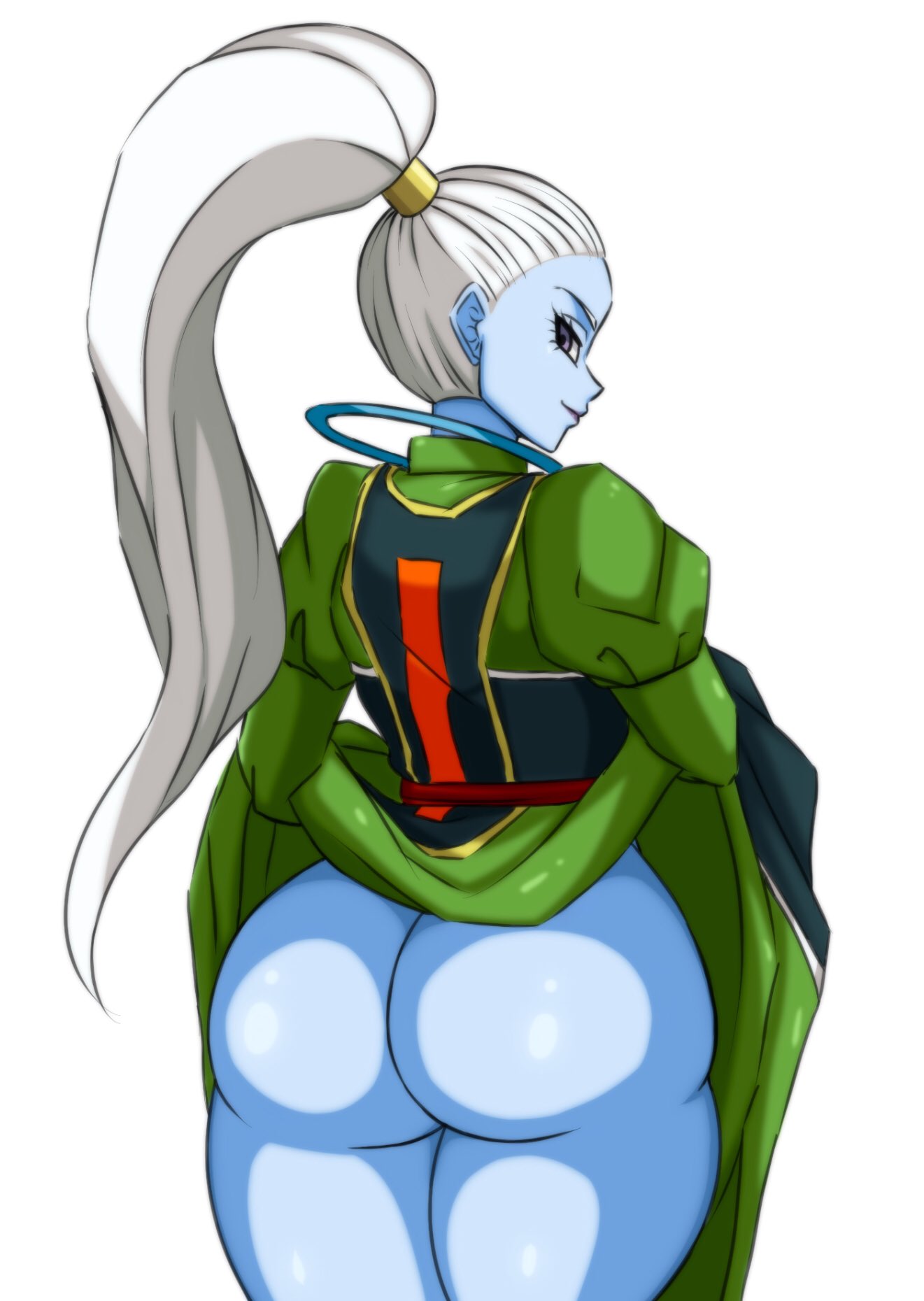 1girls, angel (dragon ball), ass, back view, big ass, big butt, bottomless, bubble ass, bubble butt, darwaarts, dragon ball, dragon ball super, fat ass, fat butt, female, huge ass, huge butt, lifting dress, thick ass, thick butt, thick thighs, universe 6/universe 7, vados