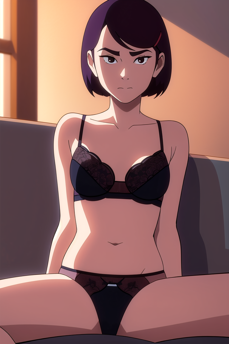 ai_generated couch female lingerie maddie_kim pantheon_(series) sitting