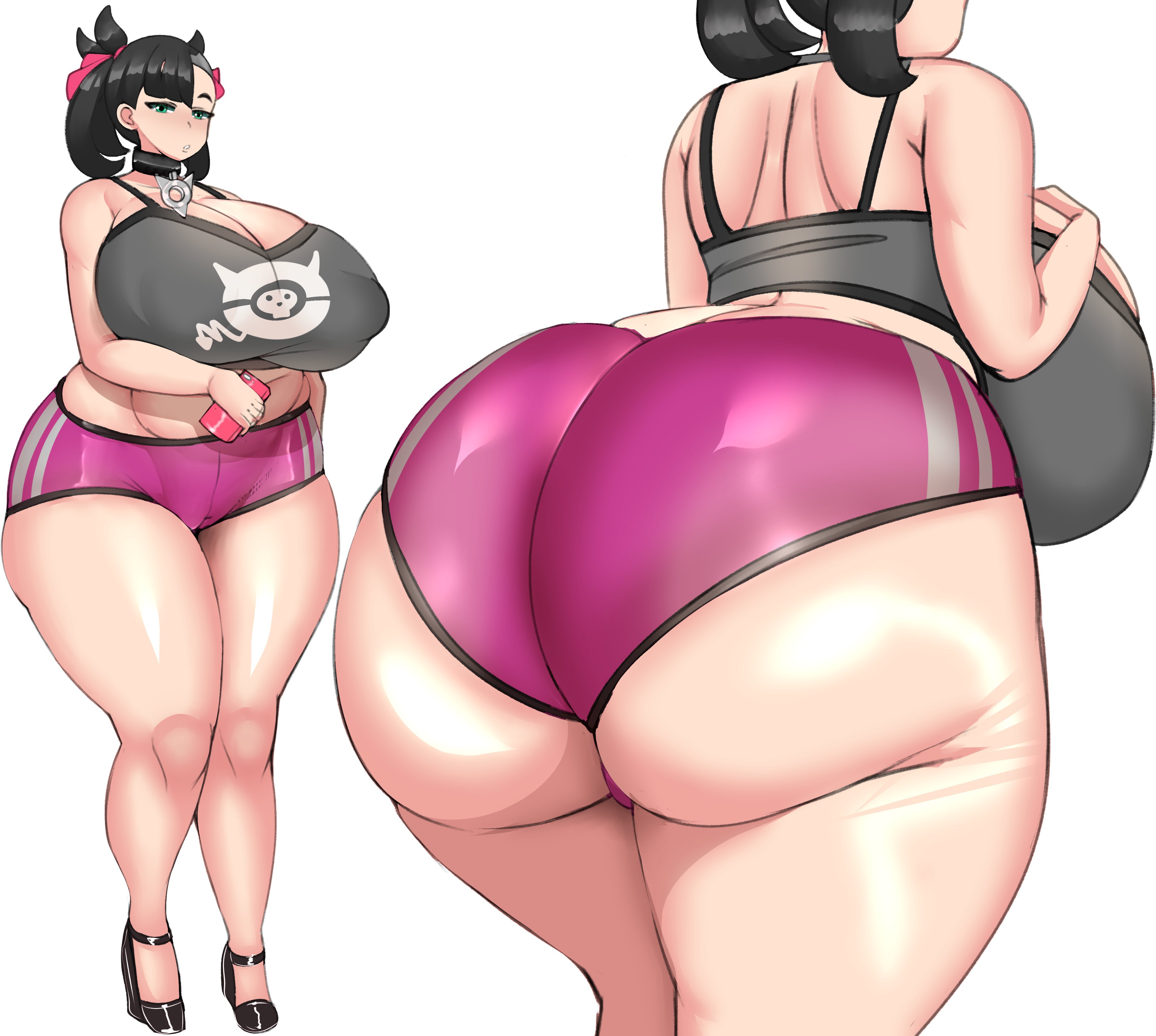 1girls, alternate breast size, ass, ass cleavage, ass crack, big ass, big breasts, big butt, black hair, breasts, bubble ass, bubble butt, butt crack, curvy, fat ass, female, female only, fladdykin, gym uniform, huge ass, huge breasts, huge butt, large ass, large breasts, marnie (pokemon), nintendo, pokemon, pokemon ss, revision, solo, thick, thick ass, thick thighs, venus body, voluptuous, wide hips
