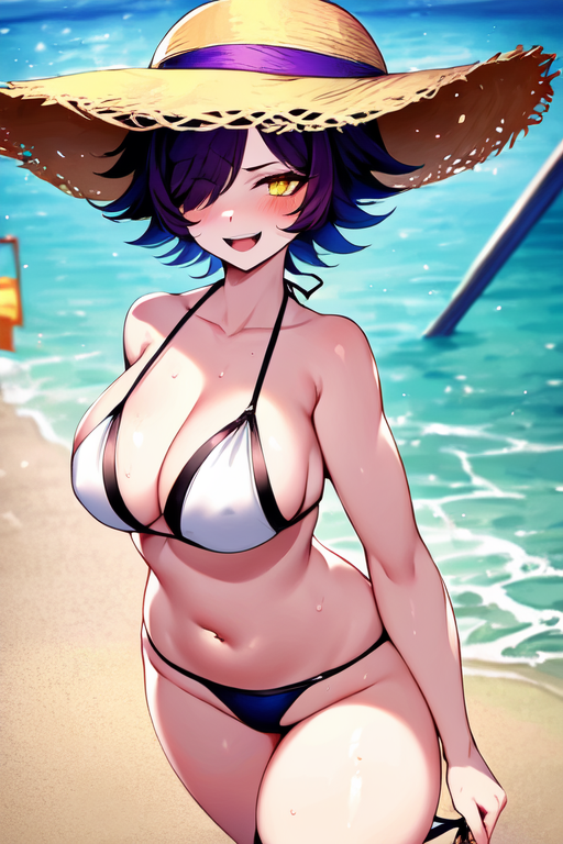 1girls ai_generated beach draxtersouls karmavt owozu swimsuit virtual_youtuber vtuber